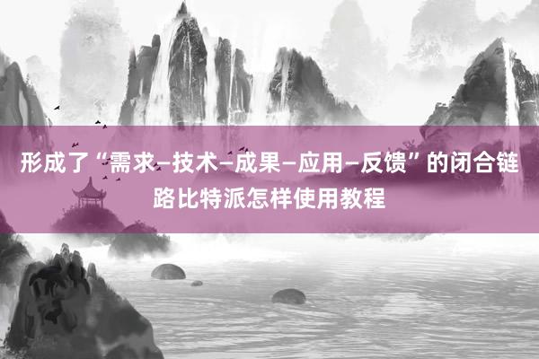 形成了“需求—技术—成果—应用—反馈”的闭合链路比特派怎样使用教程