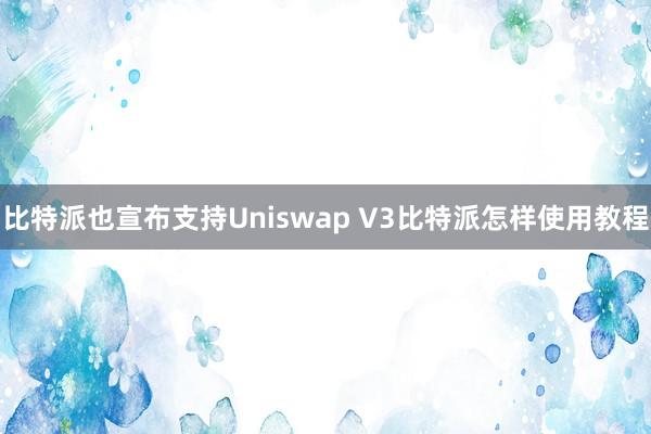 比特派也宣布支持Uniswap V3比特派怎样使用教程