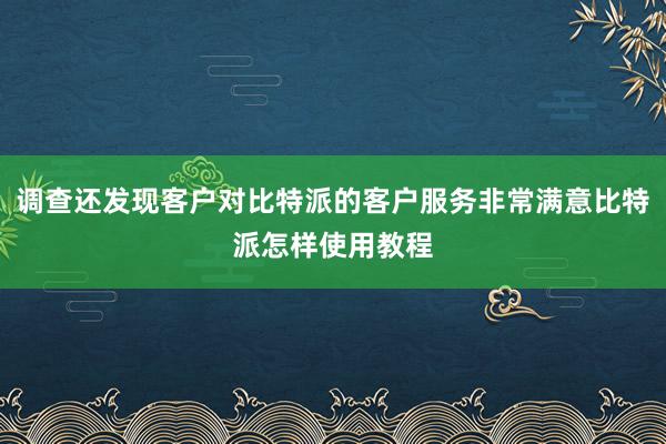 调查还发现客户对比特派的客户服务非常满意比特派怎样使用教程