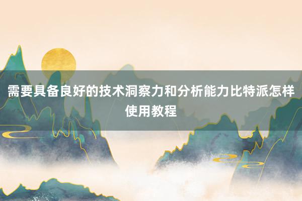 需要具备良好的技术洞察力和分析能力比特派怎样使用教程