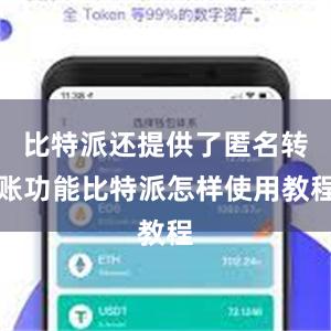 比特派还提供了匿名转账功能比特派怎样使用教程